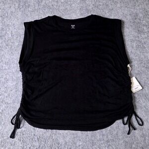 a.n.a Women's XXL Black Sleeveless Muscle Tank Top‎ Drawstring Sides NWT Casual